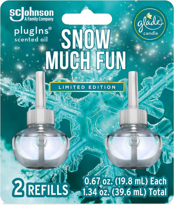 Glade PlugIns Refills Air Freshener Starter Kit, Scented and Essential Oils for Home and Bathroom, Snow Much Fun, 0.67 Fl Oz, 1 Warmer + 1 Refill - Image 2