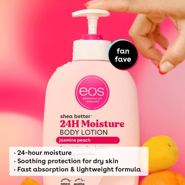 eos Shea Better Body Lotion- Jasmine Peach, 24-Hour Moisture Skin Care, Lightweight & Non-Greasy, Made with Natural Shea, Vegan, 16 fl oz - Image 4