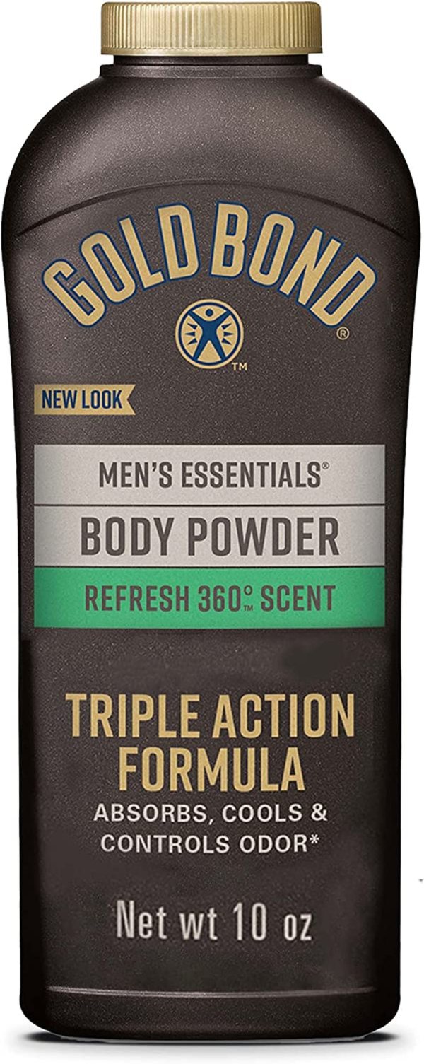 Gold Bond Men's Essentials Talc-Free Body Powder, 10 oz., Refresh 360 Scent, Wetness Protection - Image 2