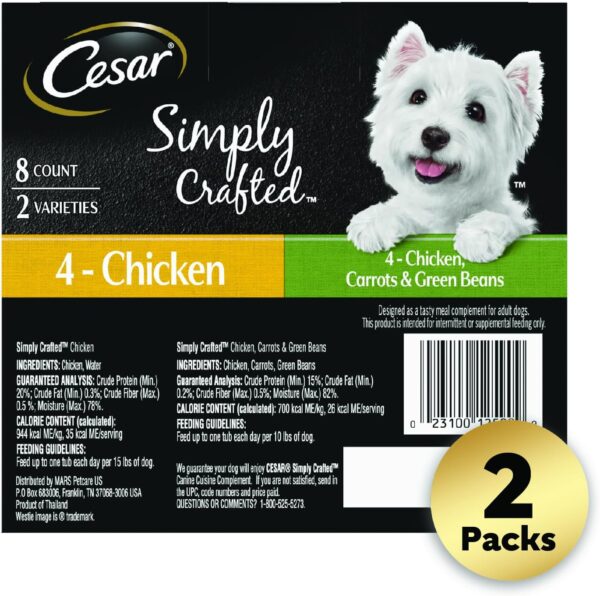 Simply Crafted Adult Wet Dog Food Meal Topper, Chicken and Chicken, Carrots & Green Beans Variety Pack, 1.3Oz., Pack of 8 - Image 3