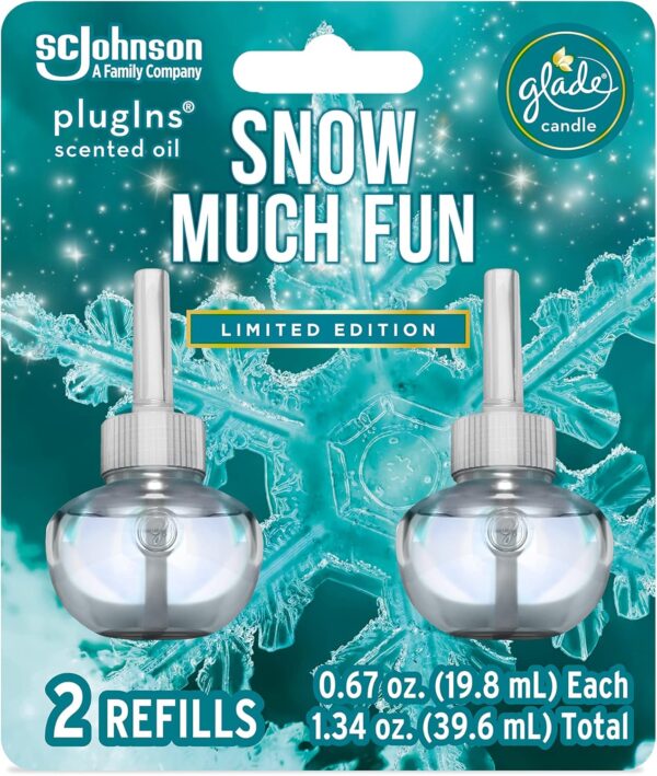 Glade PlugIns Refills Air Freshener Starter Kit, Scented and Essential Oils for Home and Bathroom, Snow Much Fun, 0.67 Fl Oz, 1 Warmer + 1 Refill