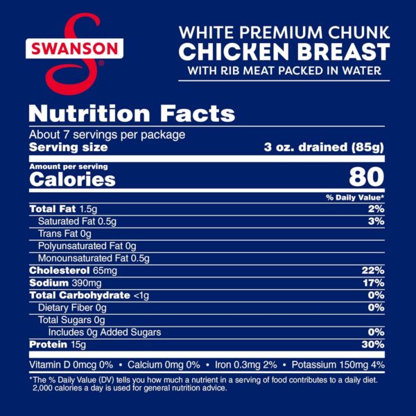 Swanson White Premium Chunk Canned Chicken Breast in Water, Fully Cooked Chicken, 12.5 OZ Can (Pack of 2) - Image 5