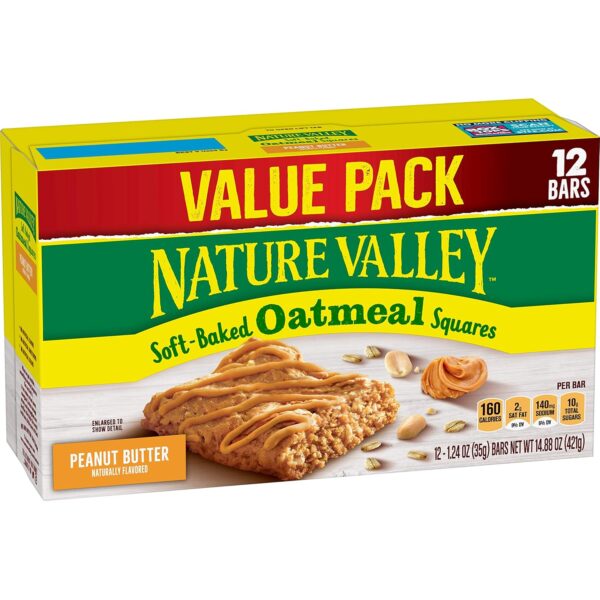 Soft-Baked Oatmeal Squares, Peanut Butter Breakfast Snacks, 12 CT, Kids Snacks,14.88 OZ