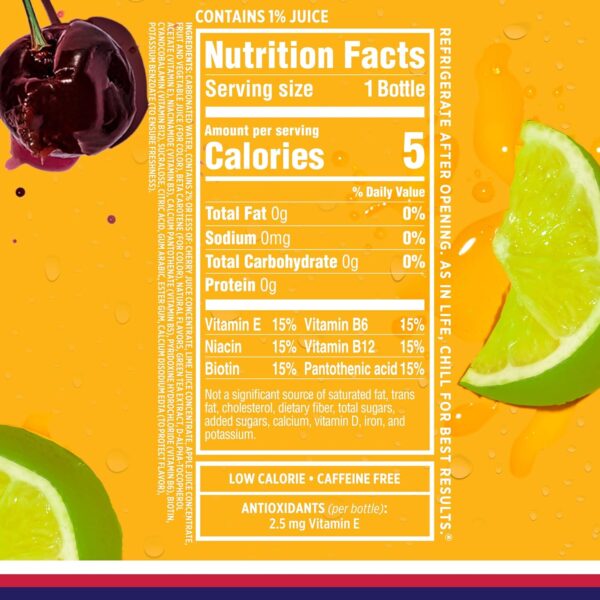 , Cherry Limeade Sparkling Water, Zero Sugar Flavored Water, with Vitamins and Antioxidants, Low Calorie Beverage, 17 Fl Oz Bottles (Pack of 12) - Image 7