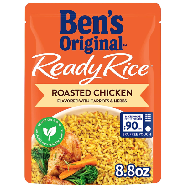 Ready Rice Roasted Chicken Flavored Rice, Easy Dinner Side, 8.8 OZ Pouch (Pack of 6)