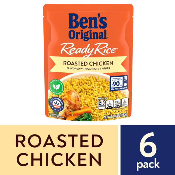 Ready Rice Roasted Chicken Flavored Rice, Easy Dinner Side, 8.8 OZ Pouch (Pack of 6) - Image 3