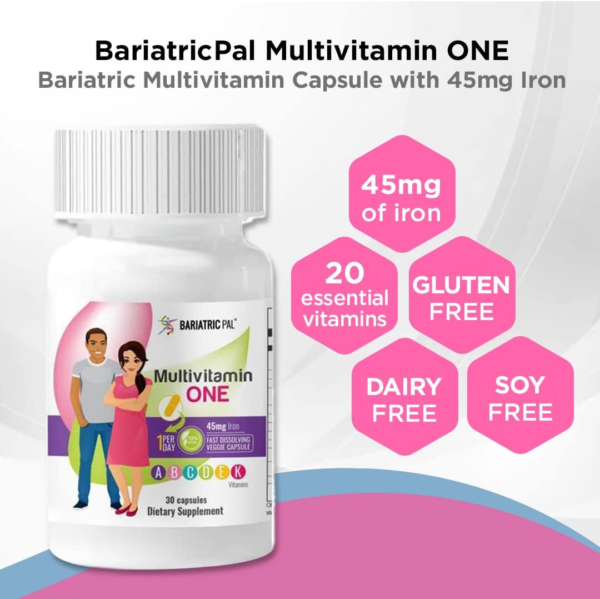 Multivitamin ONE 1 per Day! Bariatric Multivitamin Capsule with 45Mg Iron (30 Count) - Image 4